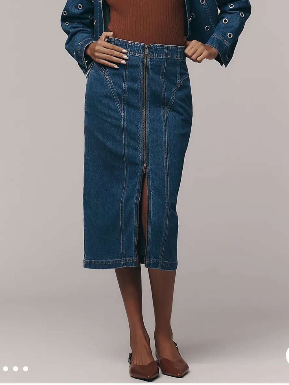Anthropologie Pilcro Corset Denim Midi Skirt
